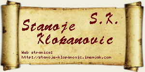 Stanoje Klopanović vizit kartica